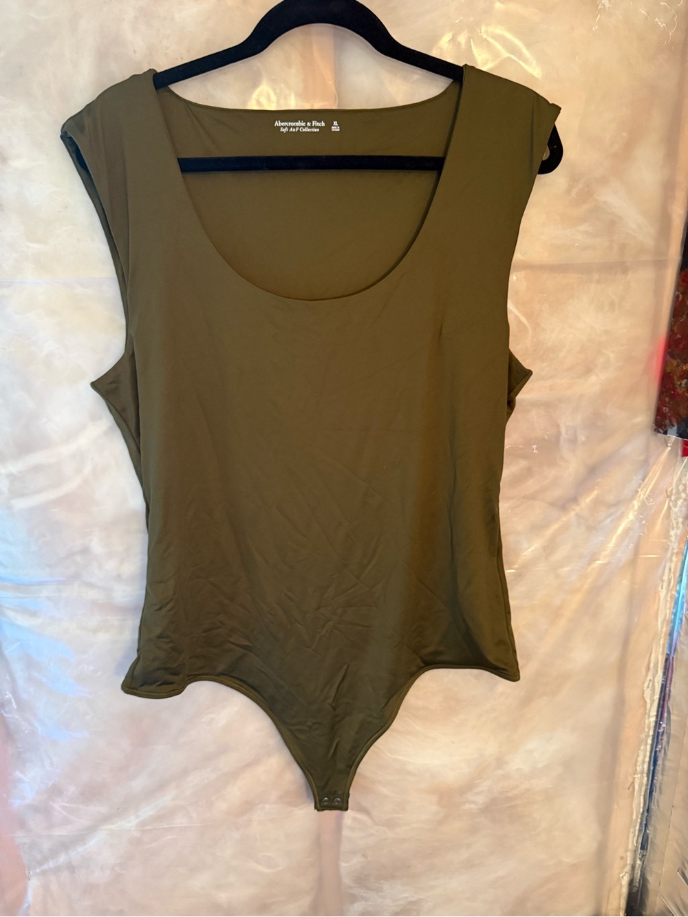 Abercrombie & Fitch Olive Scoop Neck Stretch Bodysuit